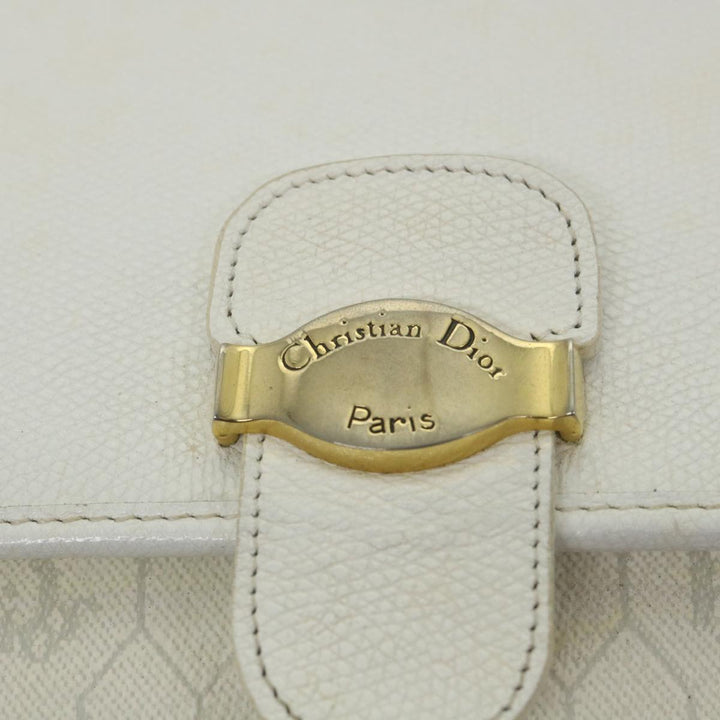 CHRISTIAN Top quality Dior Honeycomb Canvas Shoulder Bag Leather White Auth bs9992