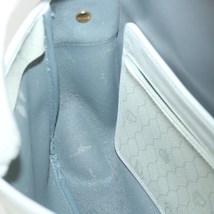 CHRISTIAN Top quality Dior Honeycomb Canvas Shoulder Bag Leather White Auth bs9992