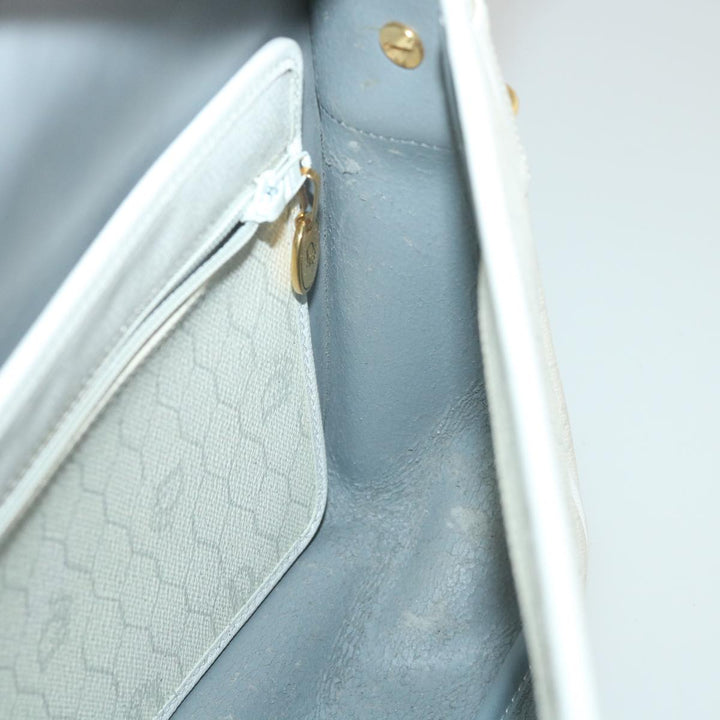 CHRISTIAN Top quality Dior Honeycomb Canvas Shoulder Bag Leather White Auth bs9992