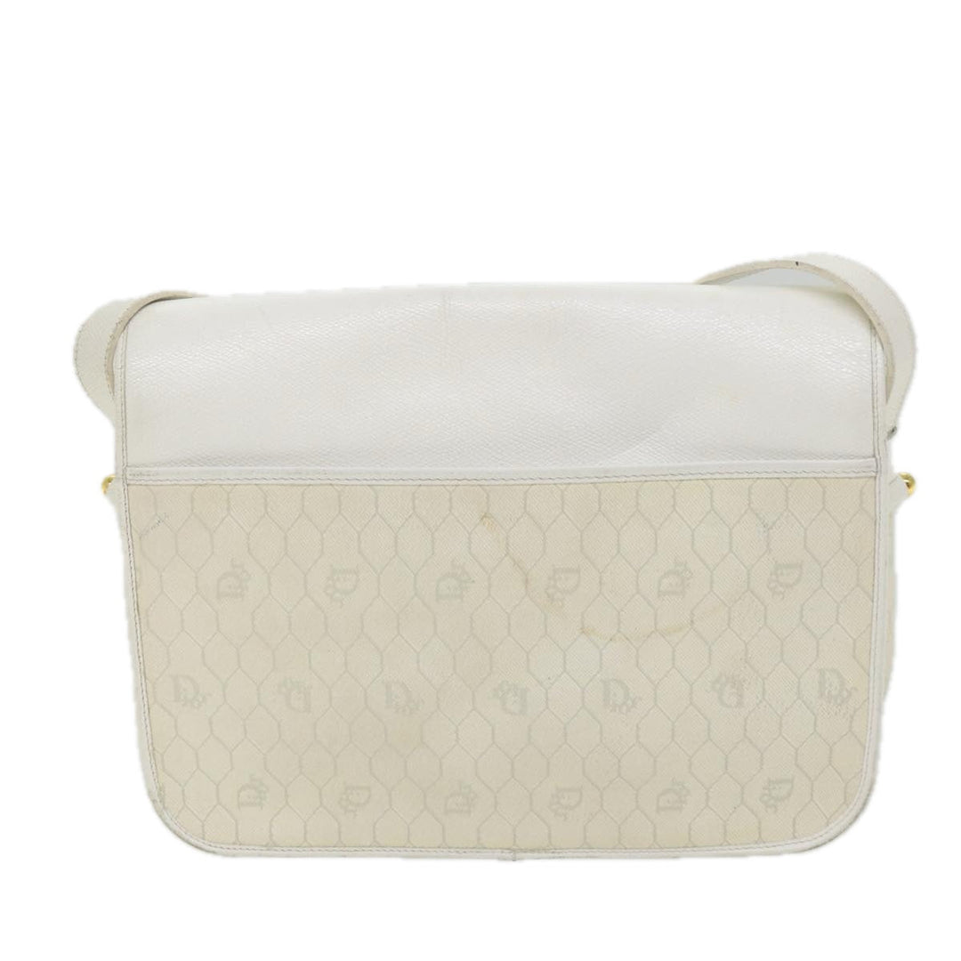 CHRISTIAN Top quality Dior Honeycomb Canvas Shoulder Bag Leather White Auth bs9992