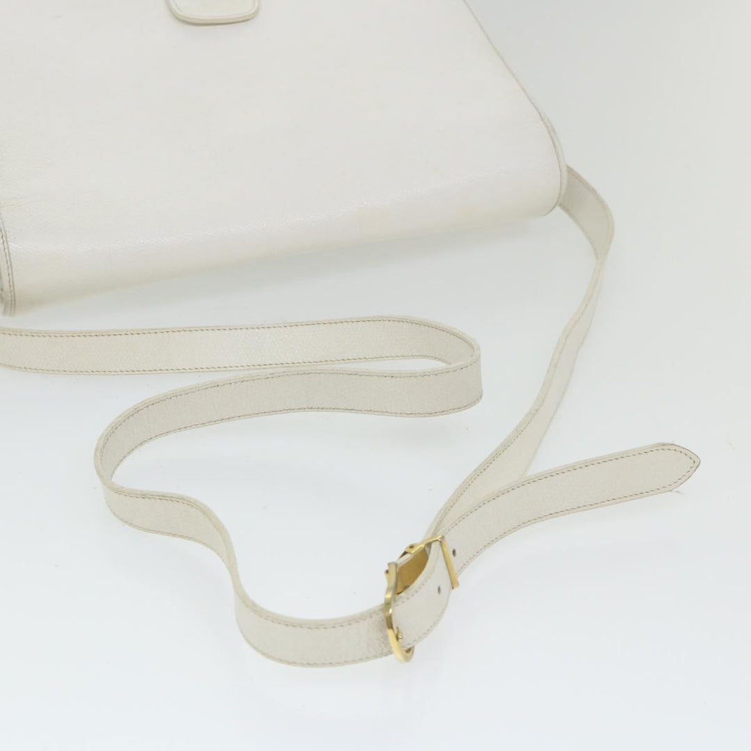 CHRISTIAN Top quality Dior Honeycomb Canvas Shoulder Bag Leather White Auth bs9992