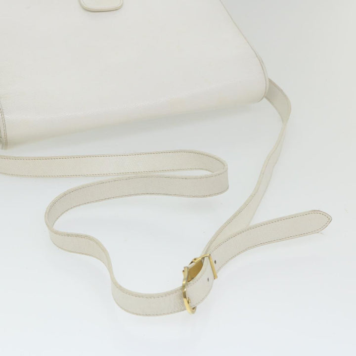 CHRISTIAN Top quality Dior Honeycomb Canvas Shoulder Bag Leather White Auth bs9992