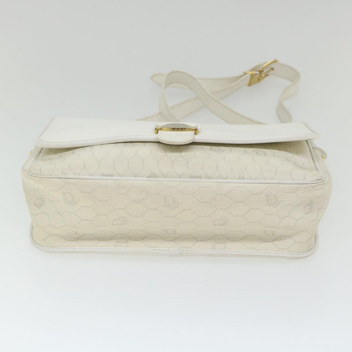CHRISTIAN Top quality Dior Honeycomb Canvas Shoulder Bag Leather White Auth bs9992