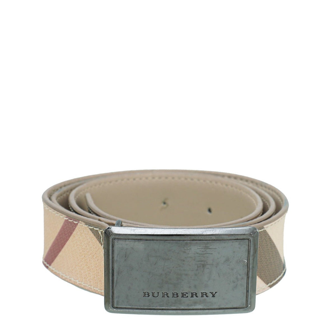 Burberry Beige Nova Check Buckle Belt 36