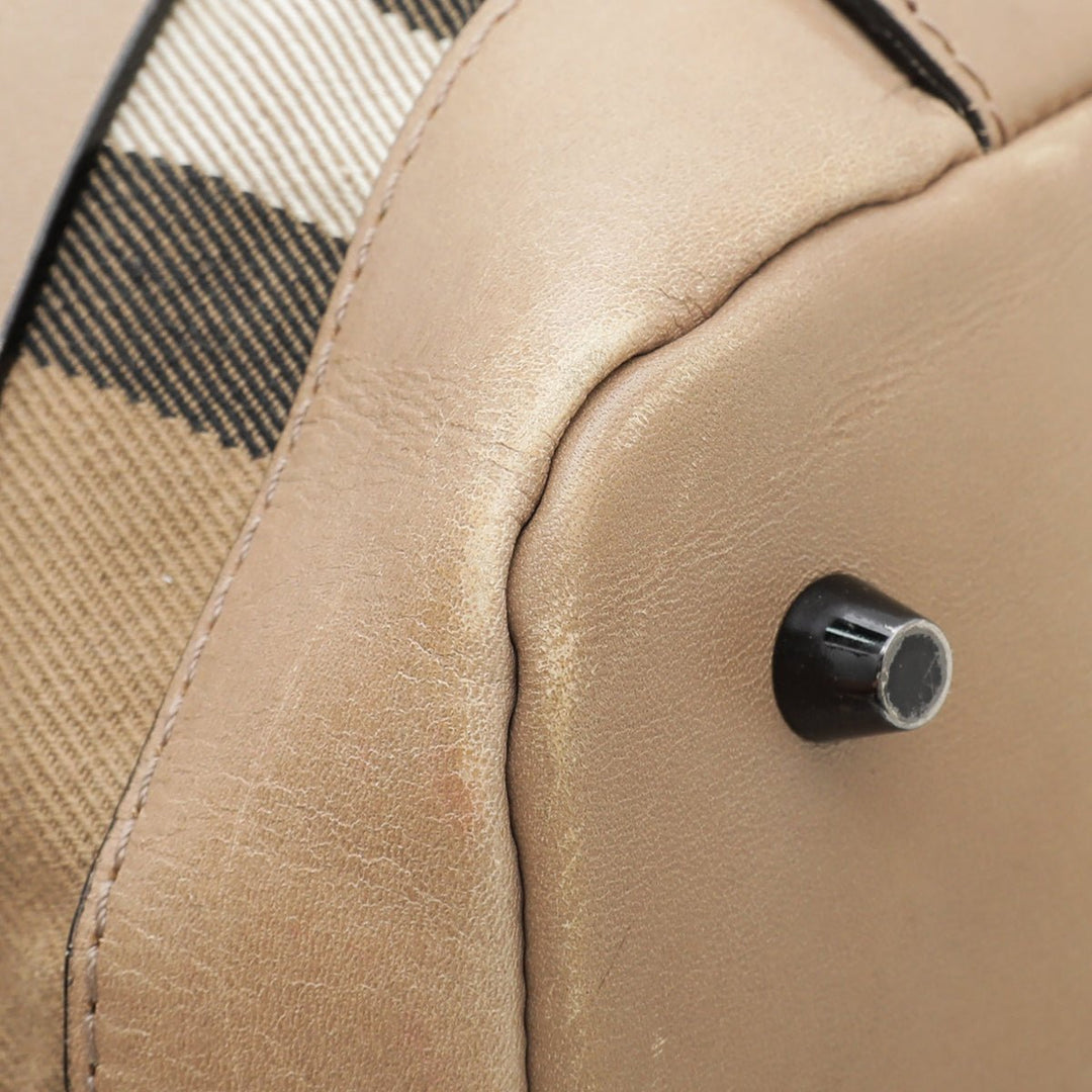 Burberry Bicolor Bridle House Check Satchel Tote Bag