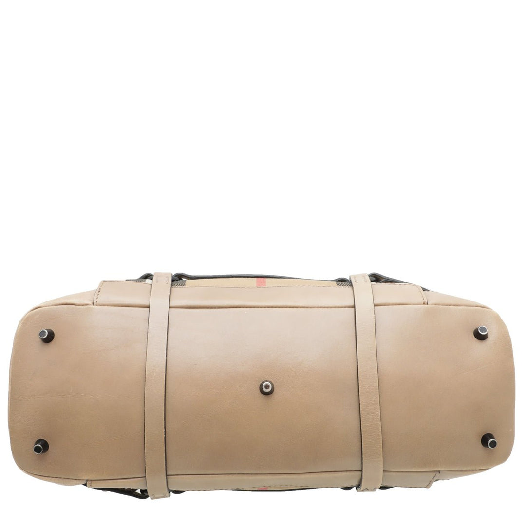 Burberry Bicolor Bridle House Check Satchel Tote Bag