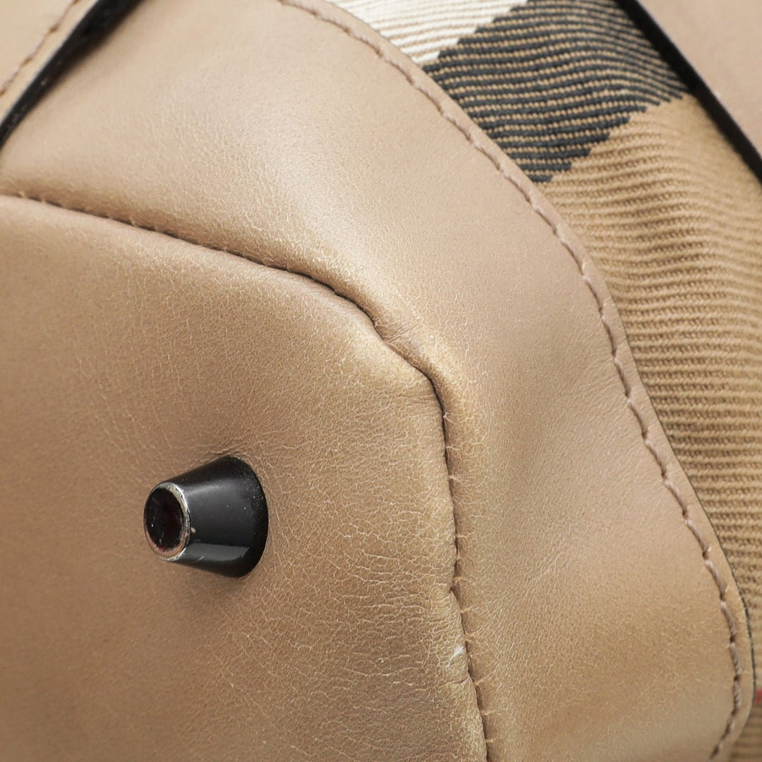 Burberry Bicolor Bridle House Check Satchel Tote Bag