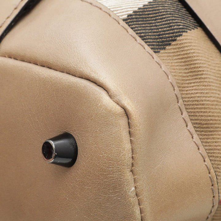 Burberry Bicolor Bridle House Check Satchel Tote Bag