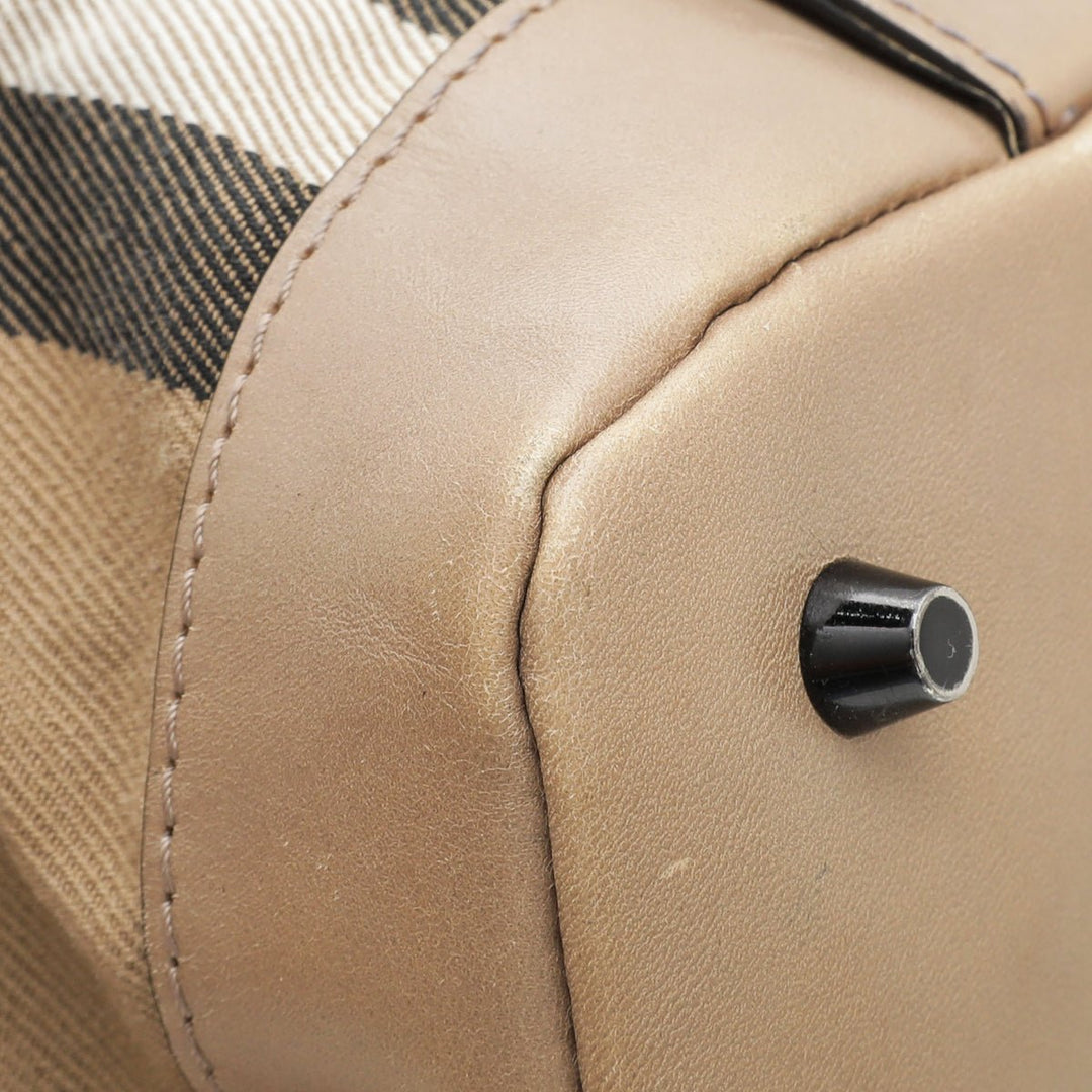 Burberry Bicolor Bridle House Check Satchel Tote Bag