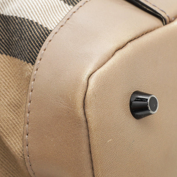 Burberry Bicolor Bridle House Check Satchel Tote Bag