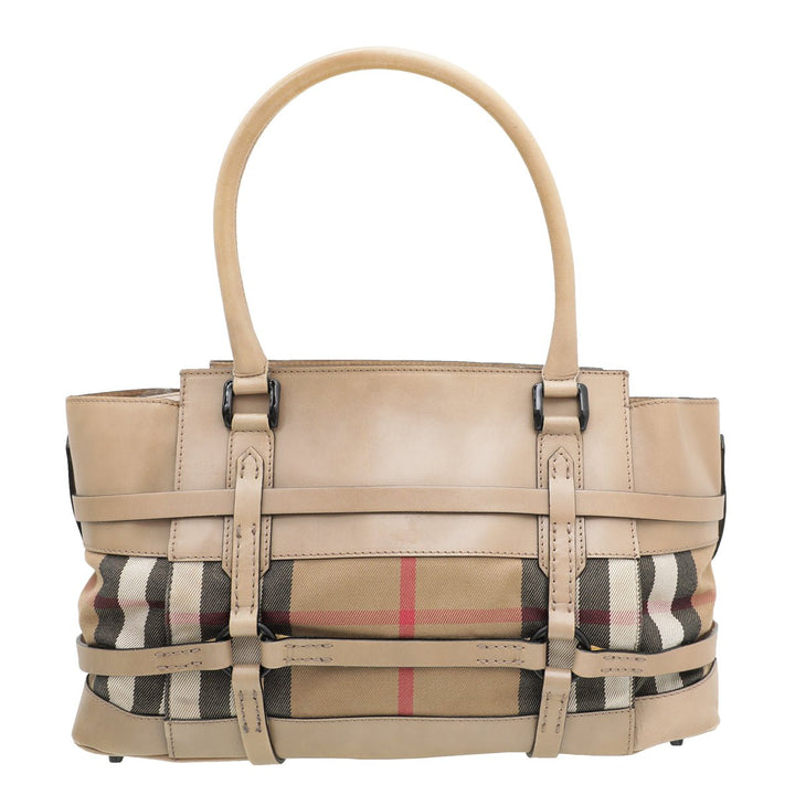Burberry Bicolor Bridle House Check Satchel Tote Bag