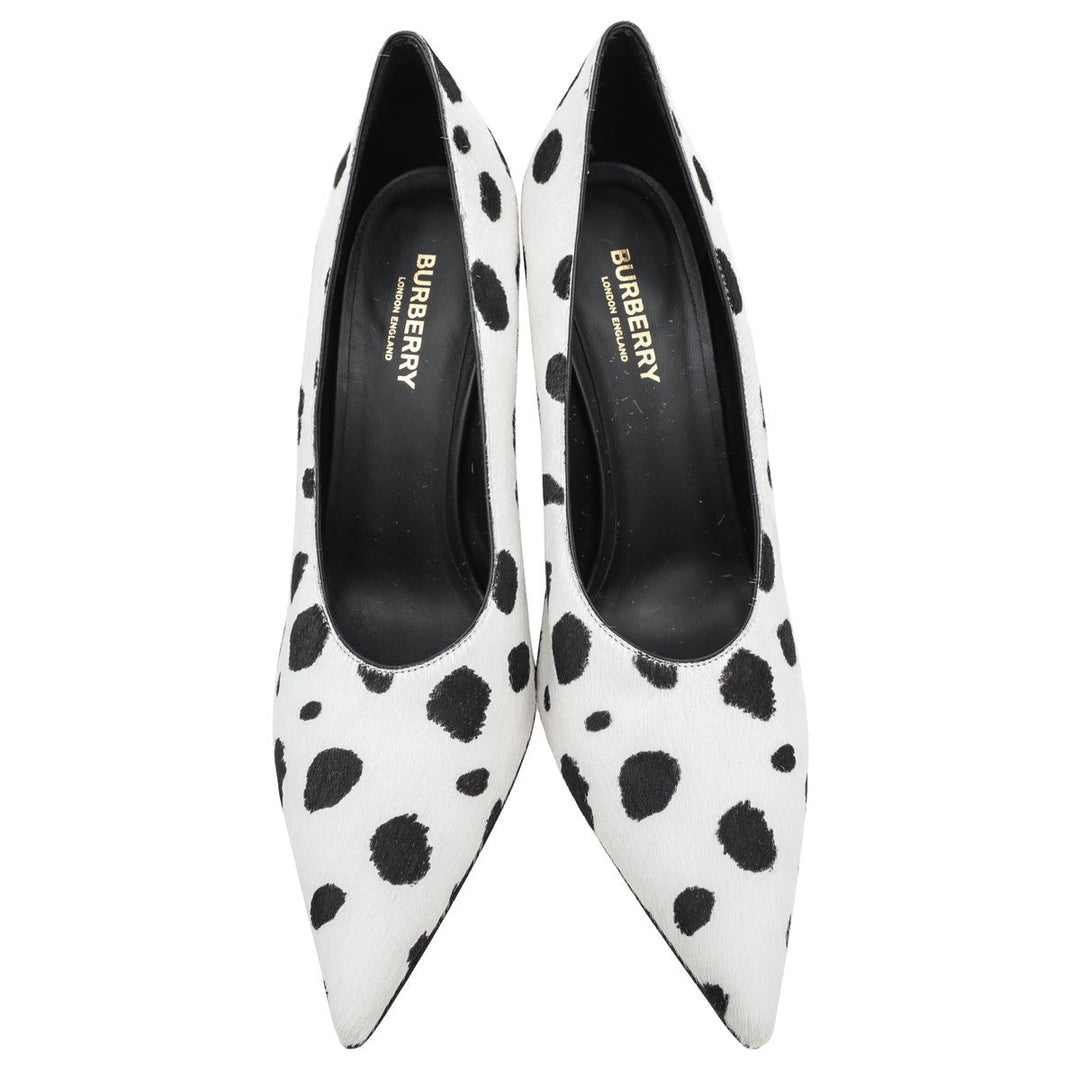 Burberry Bicolor Dalmatian Print Calf Hair Ava Pump 38.5