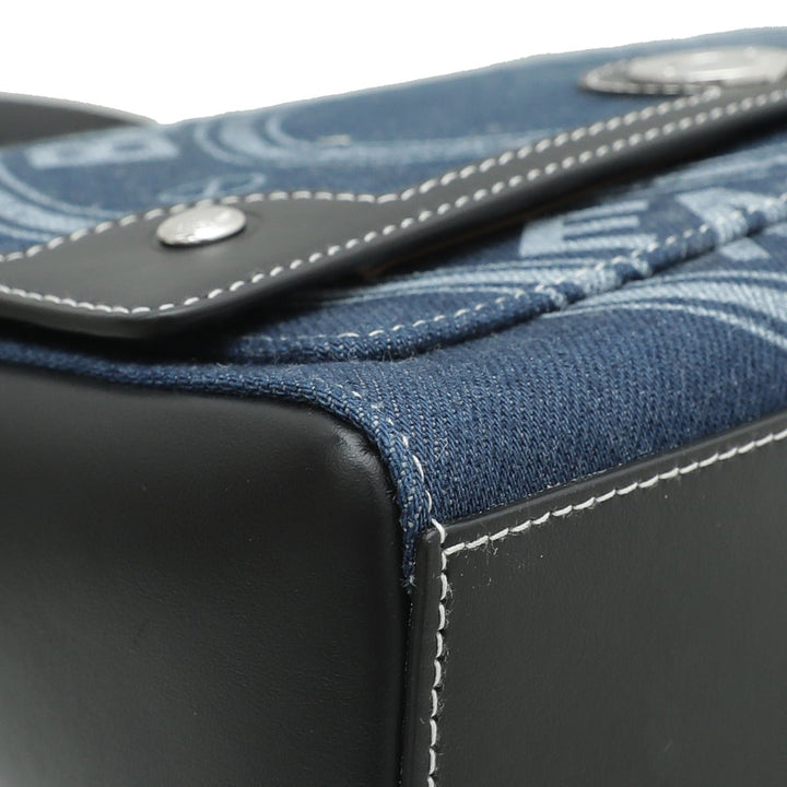 Burberry Bicolor Denim Logo Graphic Note Crossbody Bag