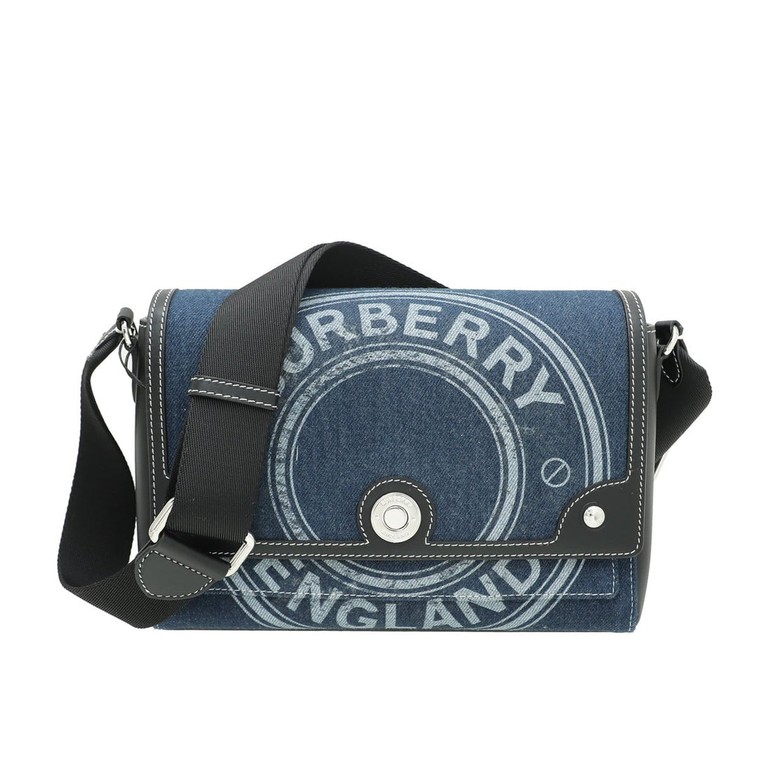 Burberry Bicolor Denim Logo Graphic Note Crossbody Bag