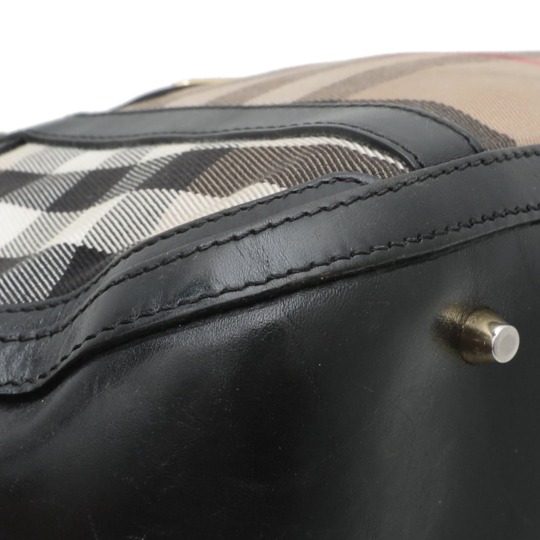 Burberry Bicolor House Check Orchard Satchel Bag