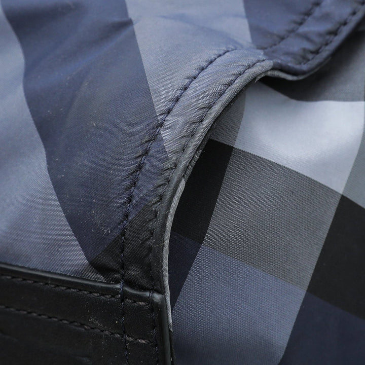 Burberry Bicolor Nova Check Buckleigh Packable Tote Bag