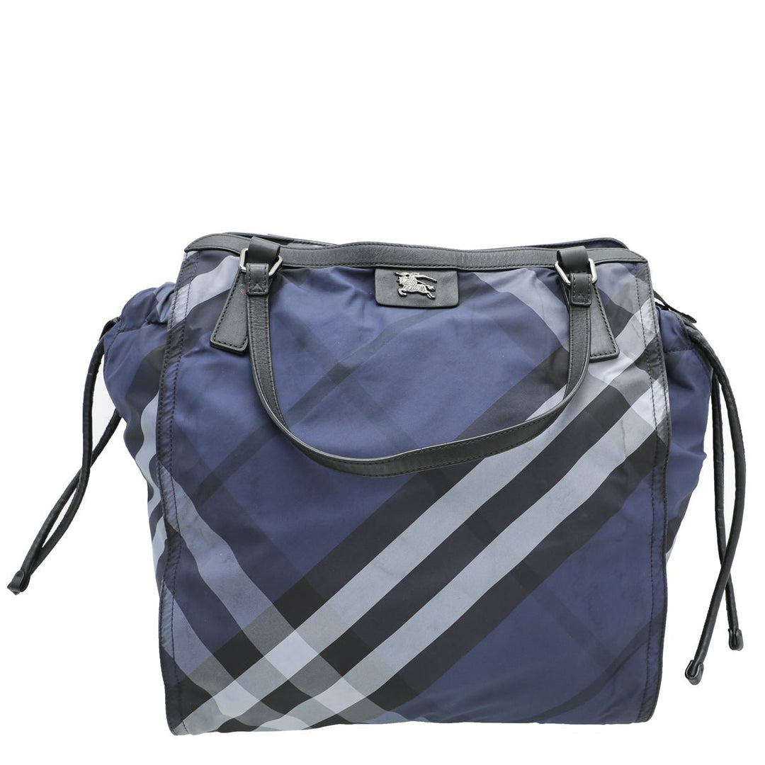 Burberry Bicolor Nova Check Buckleigh Packable Tote Bag