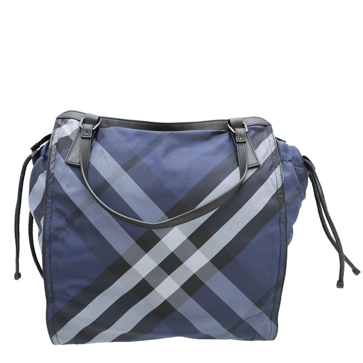 Burberry Bicolor Nova Check Buckleigh Packable Tote Bag