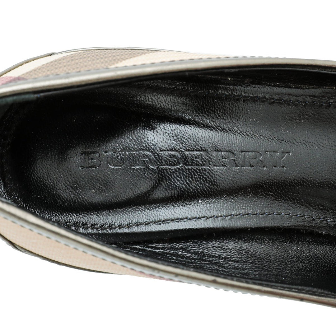 Burberry Bicolor Peep toe Nova check Pumps 38