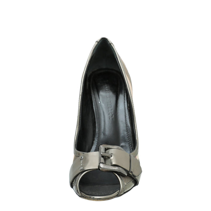 Burberry Bicolor Peep toe Nova check Pumps 38