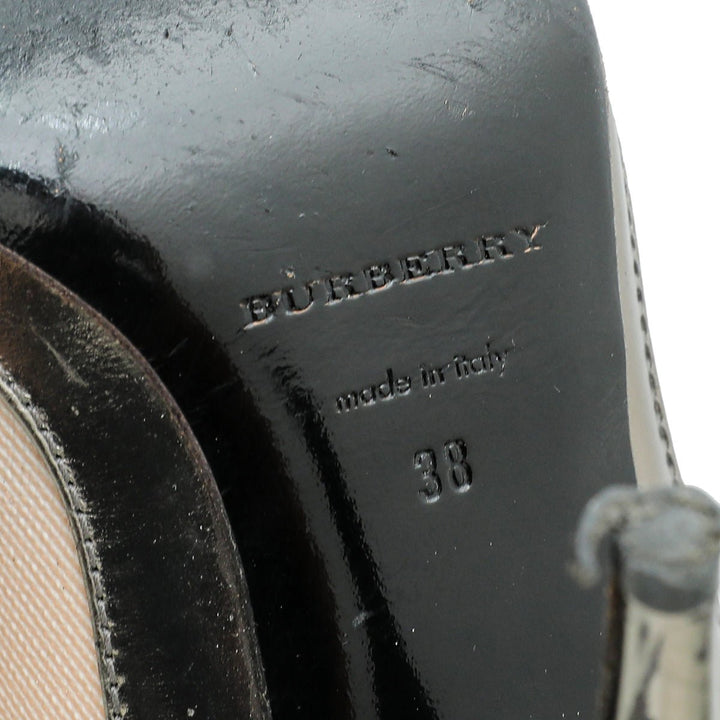 Burberry Bicolor Peep toe Nova check Pumps 38