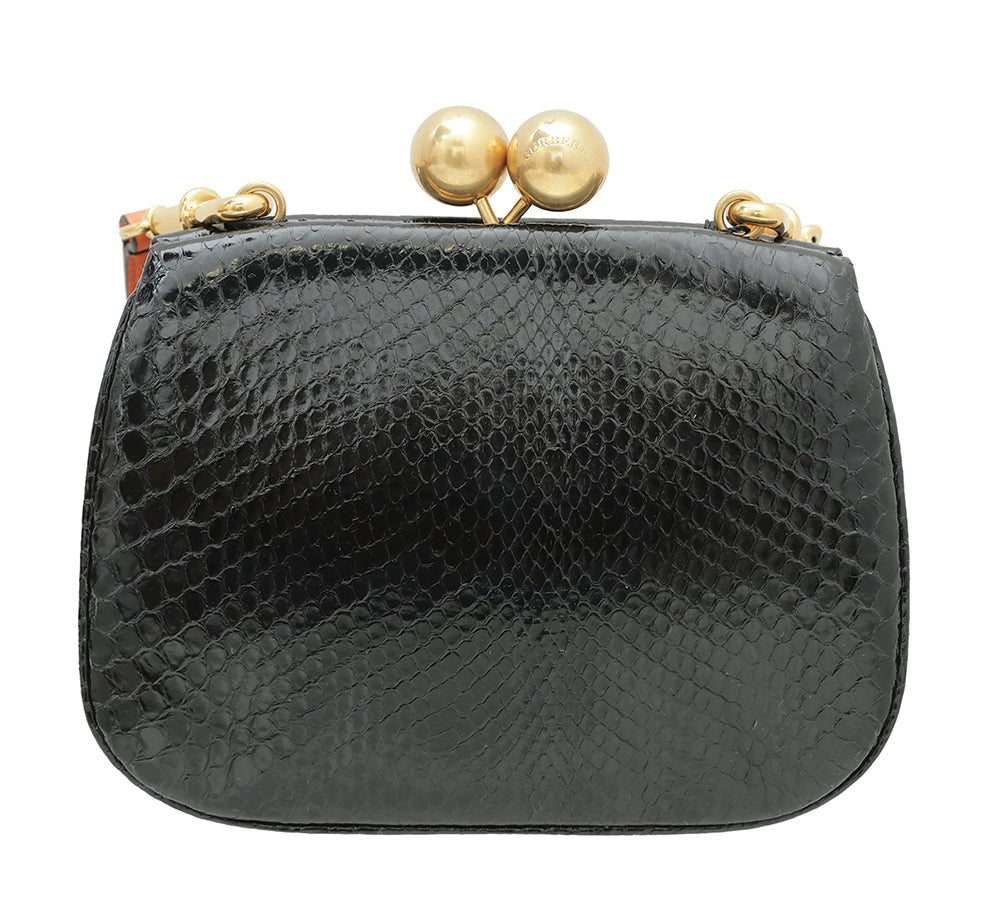 Burberry Bicolor Python Pochette Frame Bag