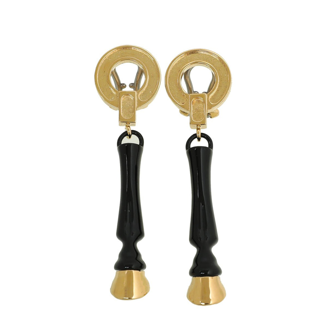Burberry Bicolor Round Drop Horse Hoof Earrings