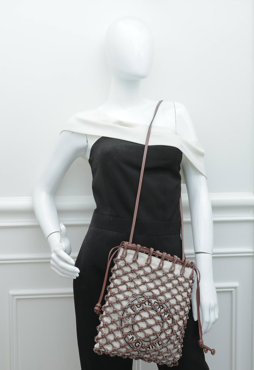 Burberry Bicolor Woven Drawstring Bag