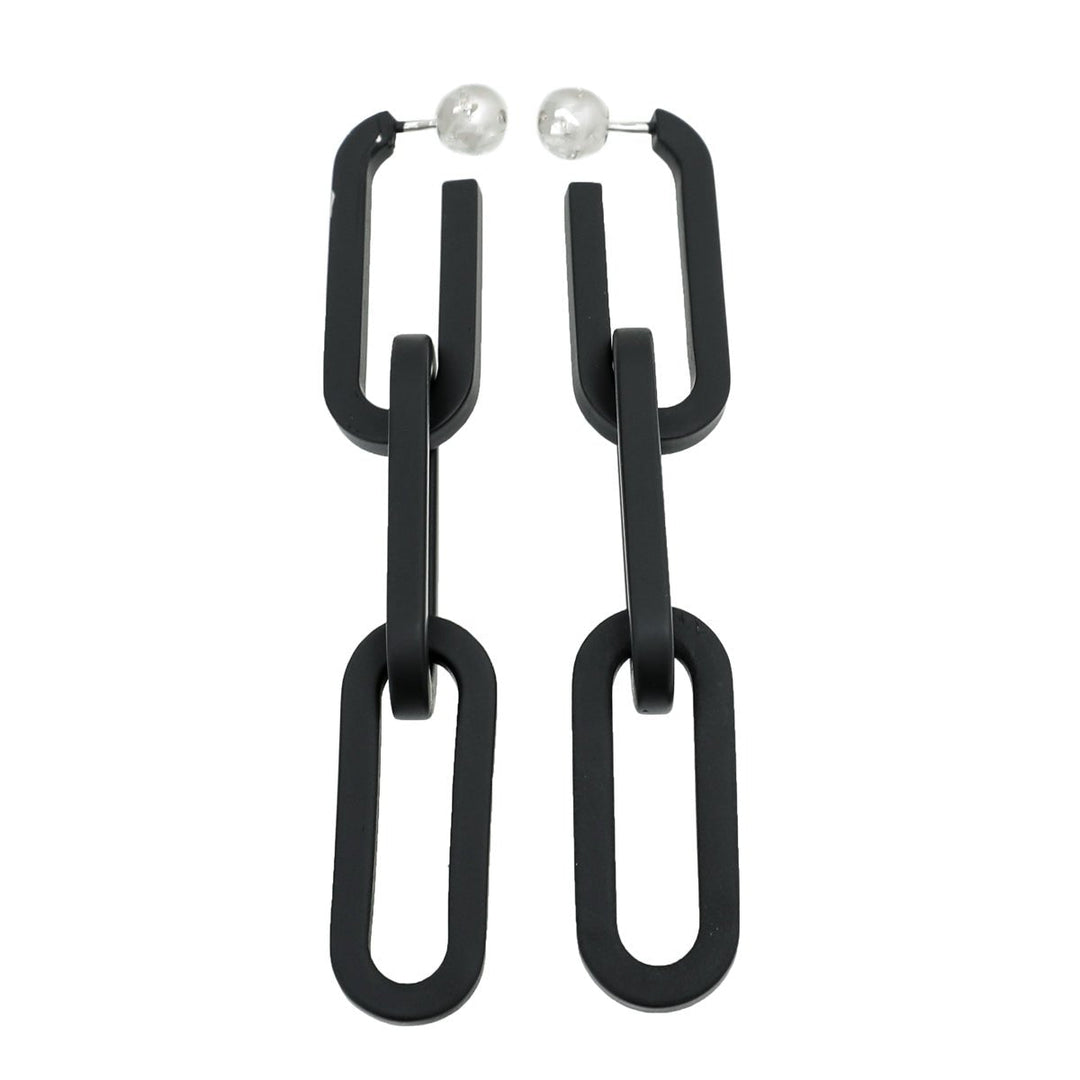 Burberry Black 3x3 Link Chain Earrings