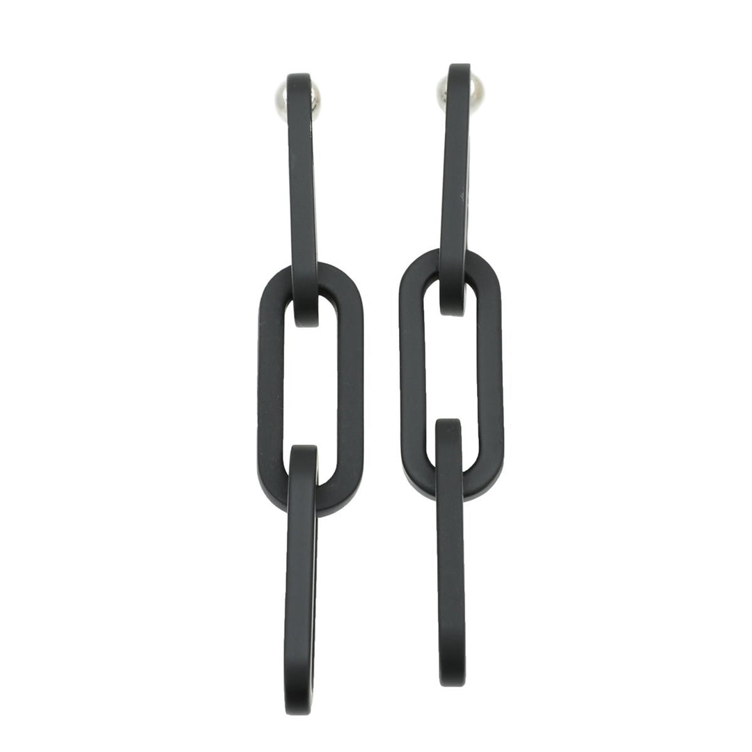 Burberry Black 3x3 Link Chain Earrings