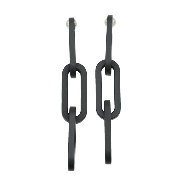 Burberry Black 3x3 Link Chain Earrings