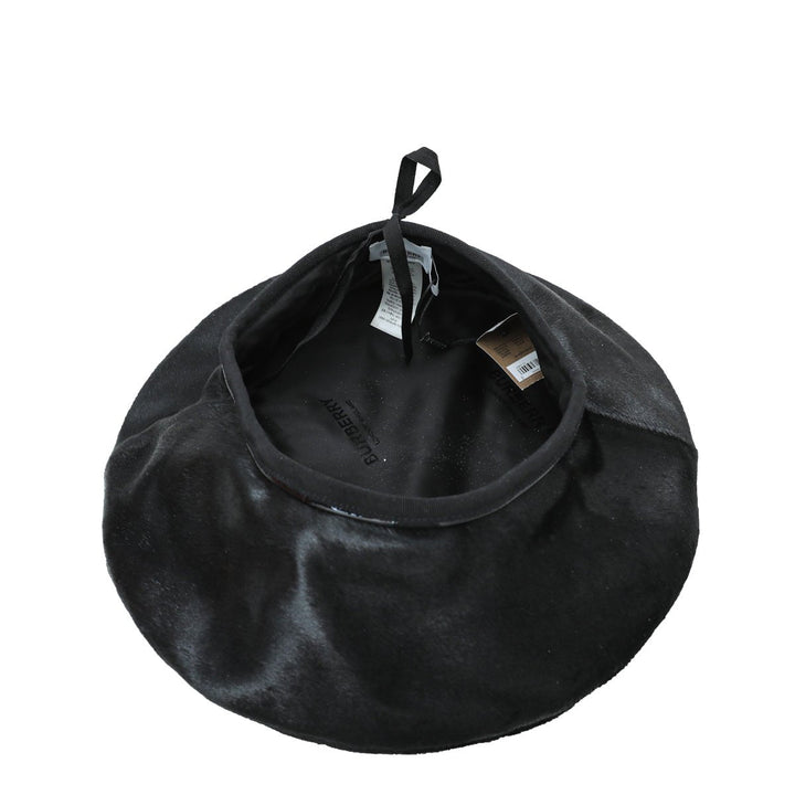 Burberry Black Pony Beret Large Hat