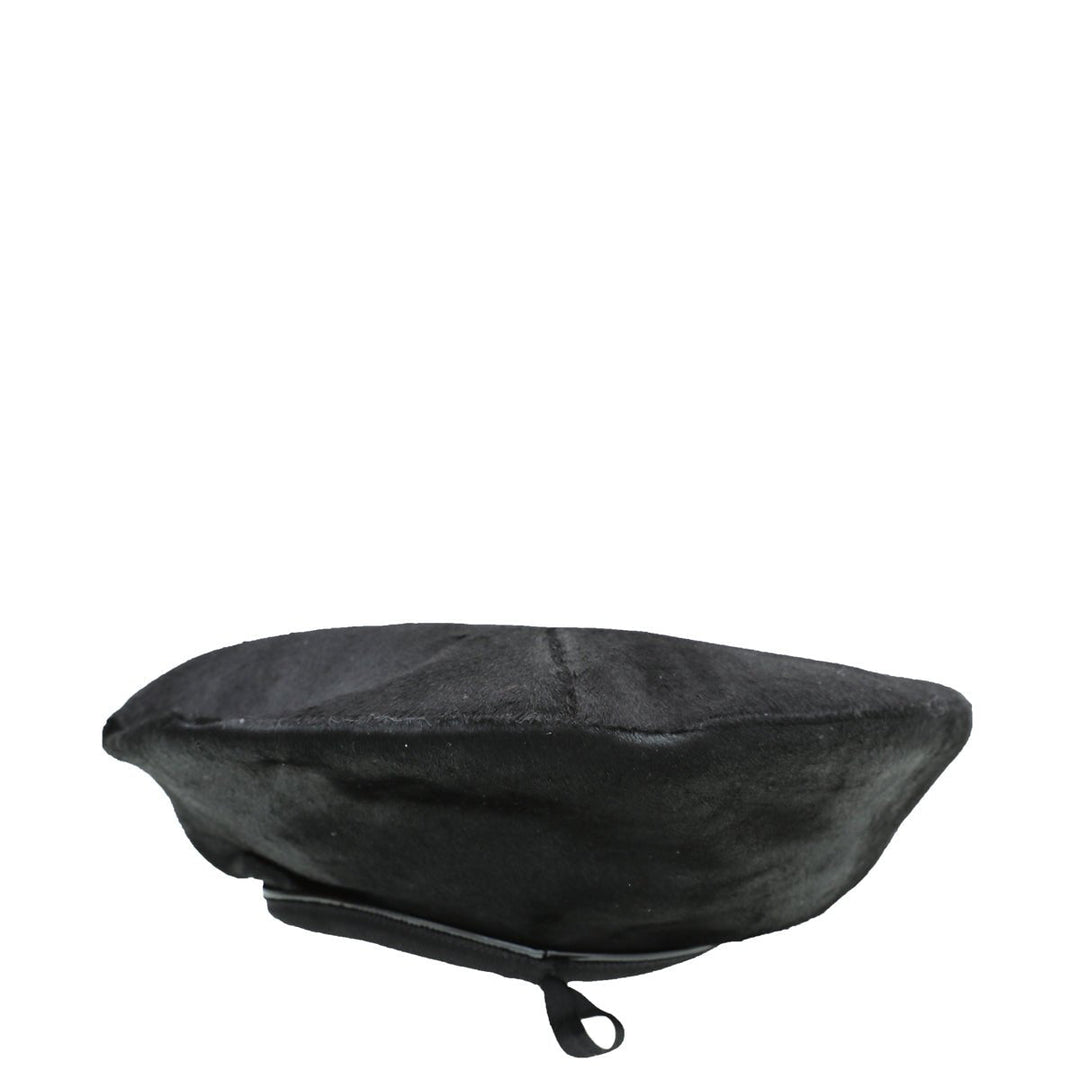 Burberry Black Pony Beret Large Hat