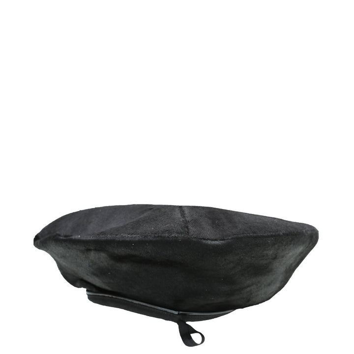 Burberry Black Pony Beret Large Hat