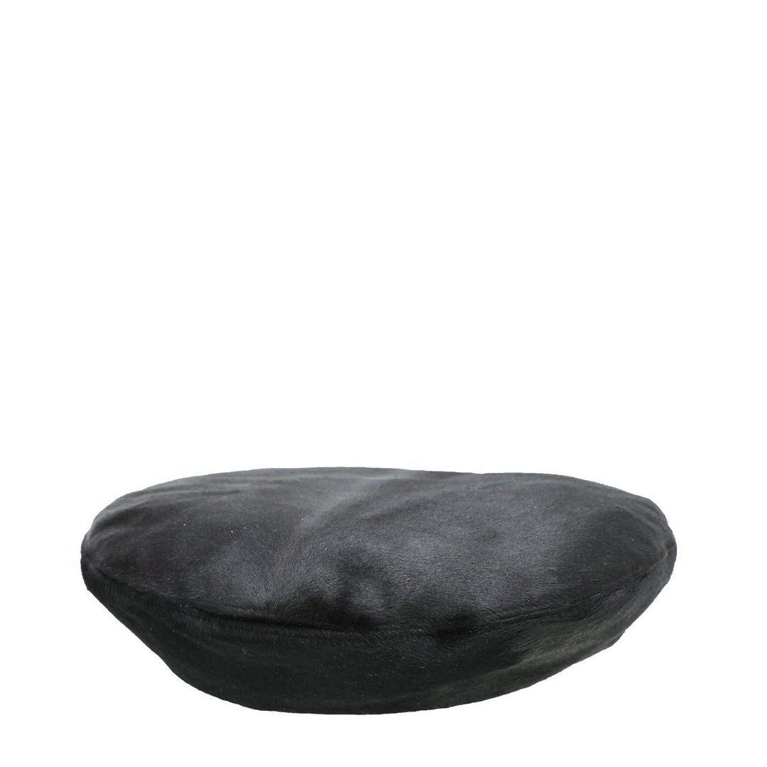 Burberry Black Pony Beret Large Hat