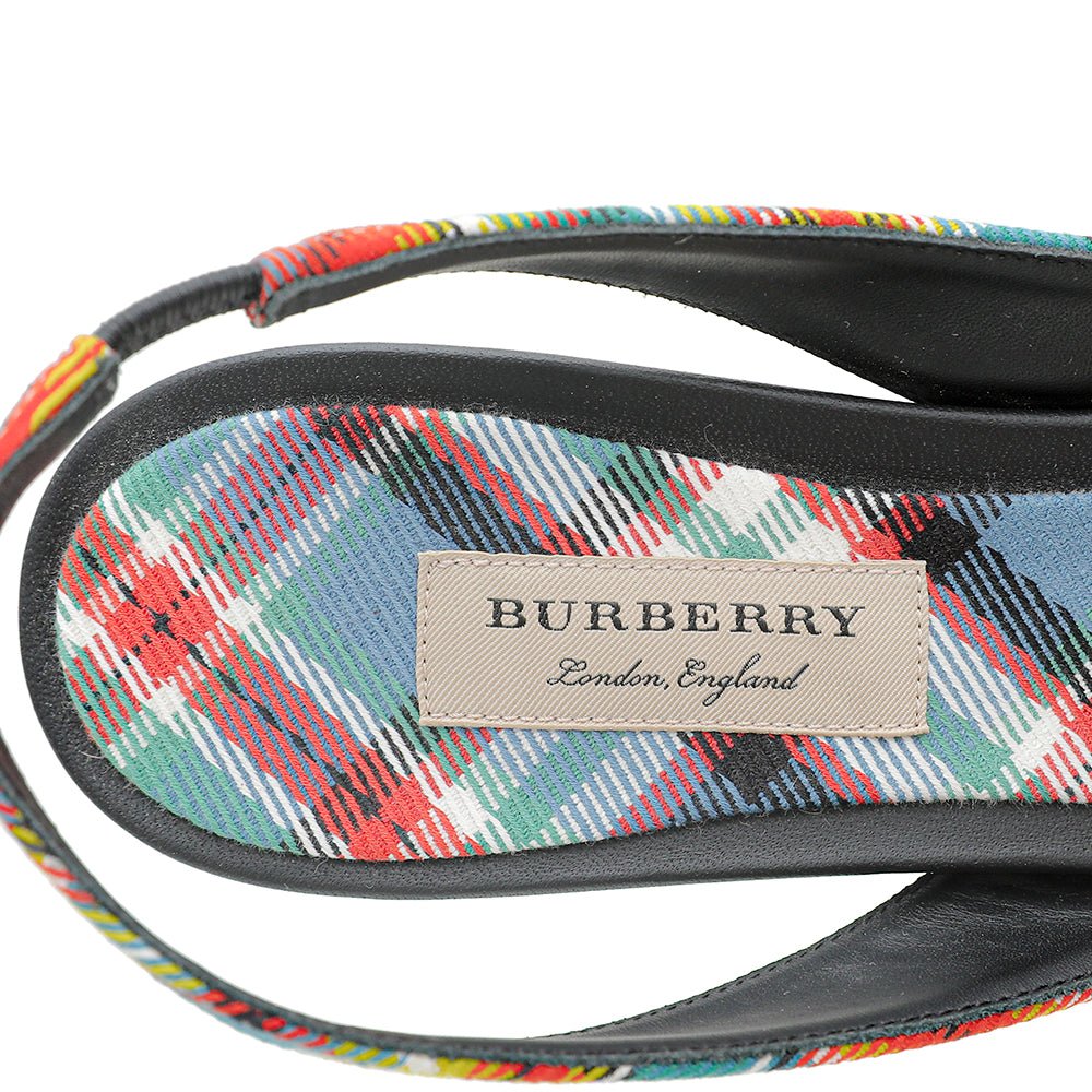 Burberry Blue Multicolor Annice Tartan Slingback Heels 40