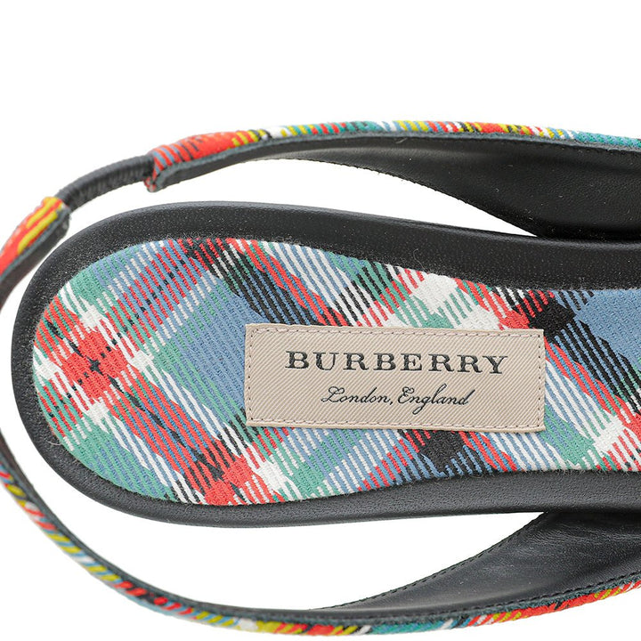 Burberry Blue Multicolor Annice Tartan Slingback Heels 40
