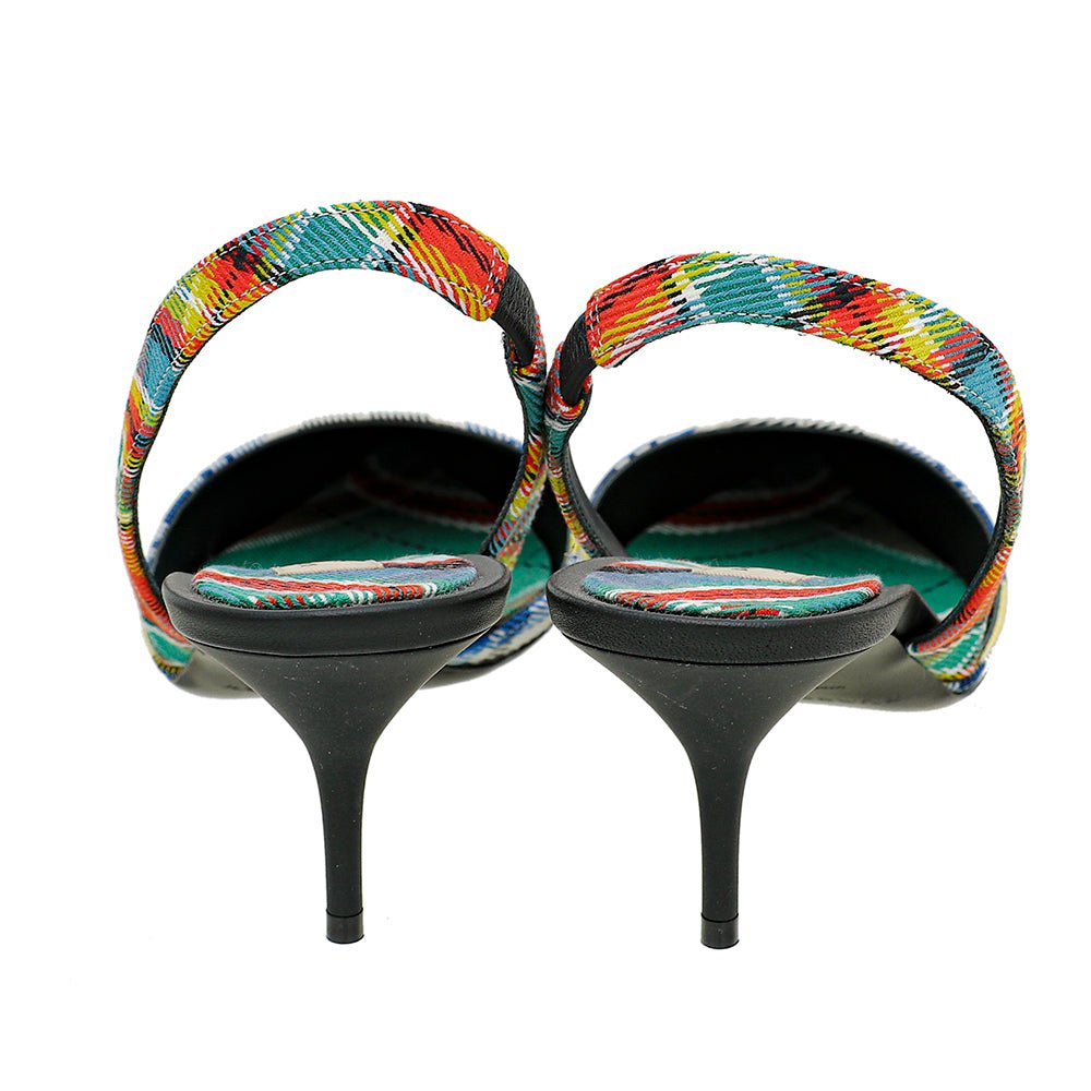 Burberry Blue Multicolor Annice Tartan Slingback Heels 40
