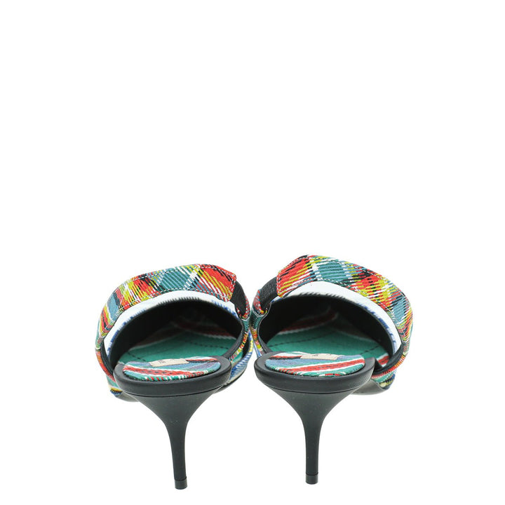 Burberry Blue Multicolor Annice Tartan Slingback Pumps 40