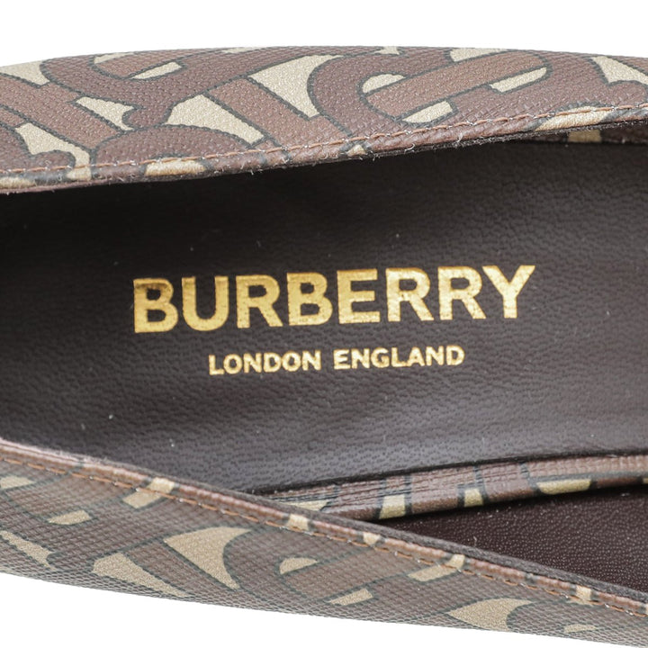 Burberry Bridle Brown TB Monogram Elodie Pumps 36.5