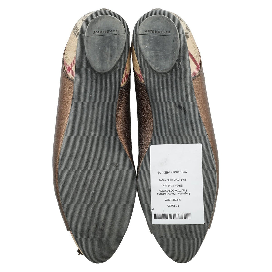 Burberry Bronze Haymarket Yates Ballerina Flat 36