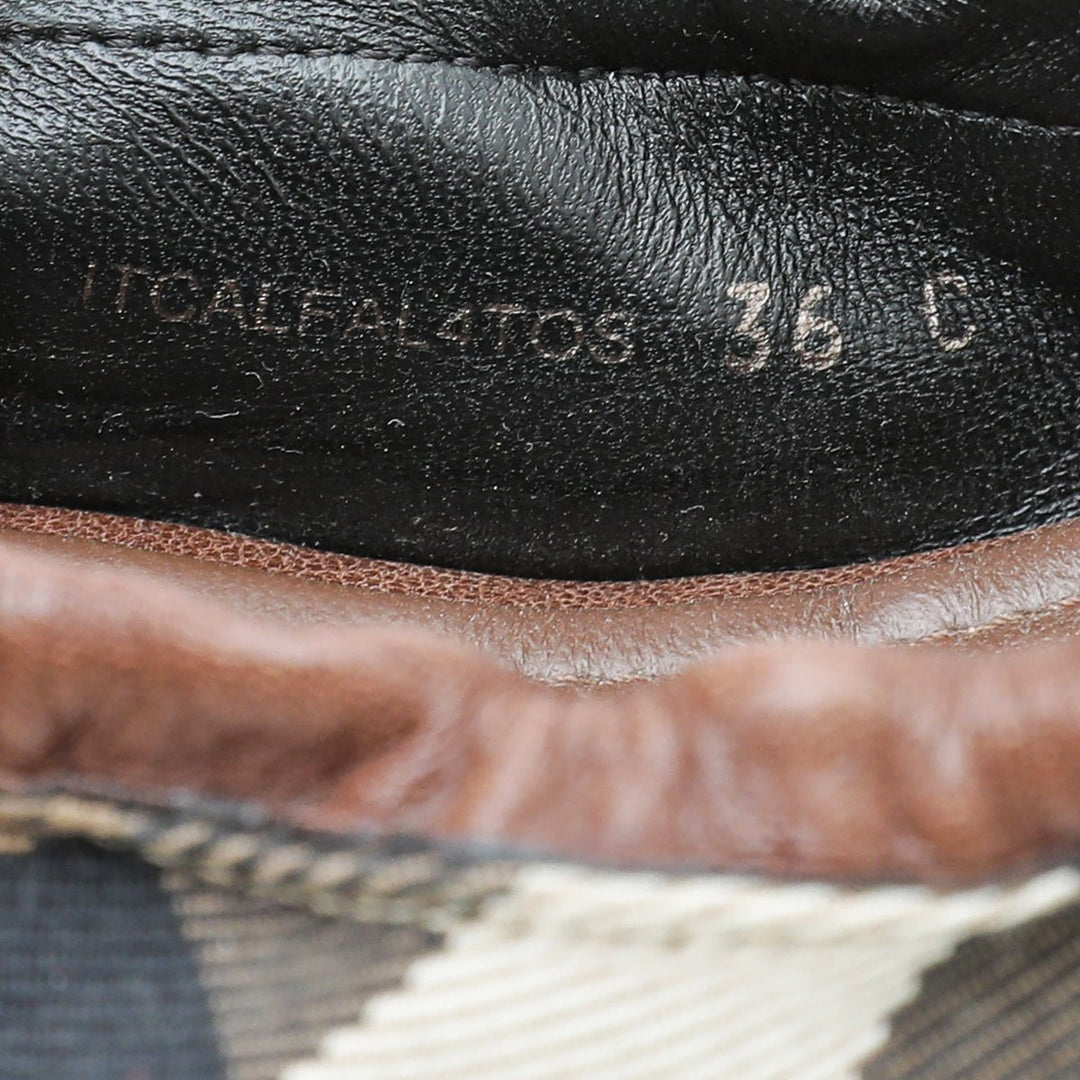 Burberry Brown House Check Flat Elastic Ballet 36