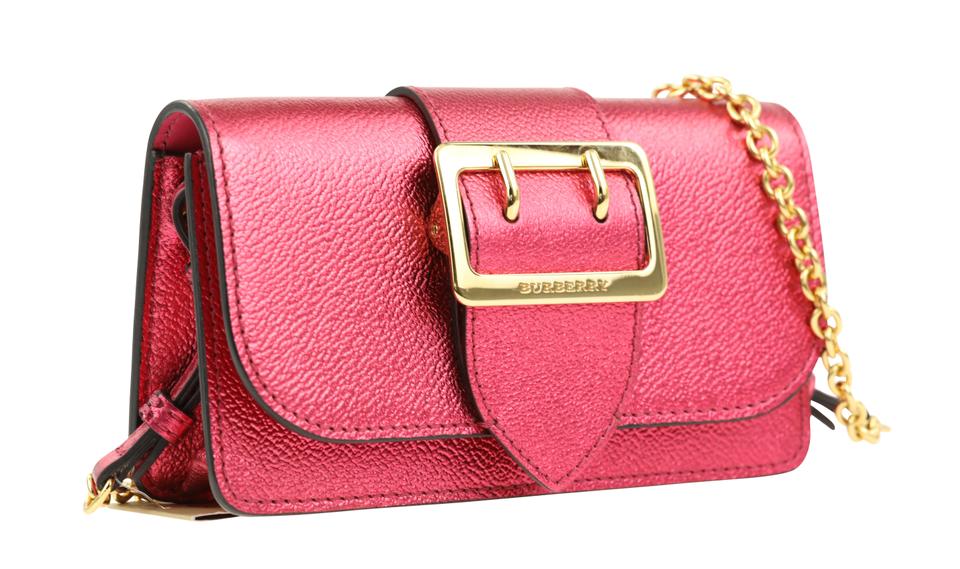 Burberry Buckle Mini Metallic Pink Leather Cross Body Bag