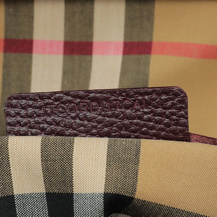 Burberry Burgundy Vintage Check Banner Tote Medium Bag