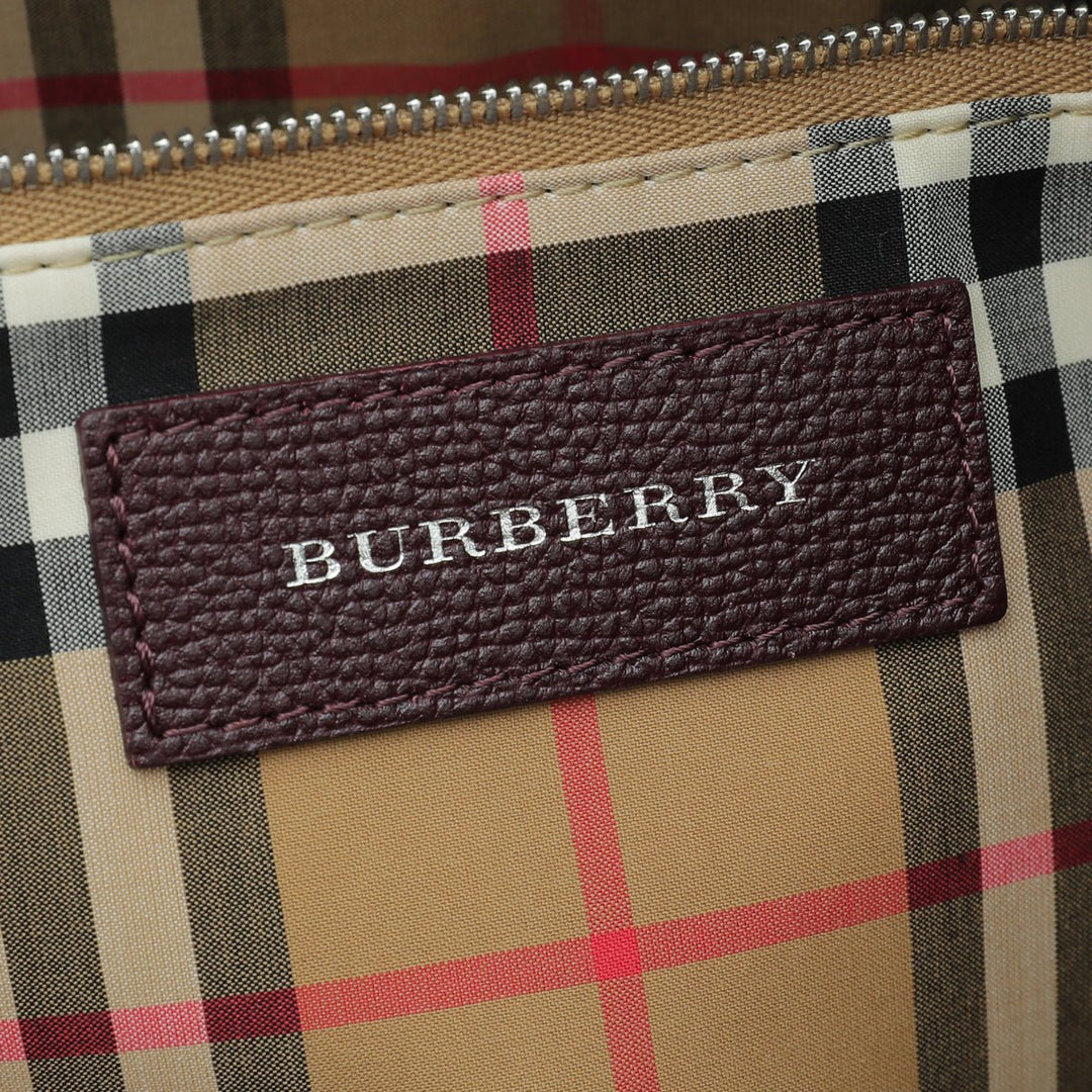 Burberry Burgundy Vintage Check Banner Tote Medium Bag