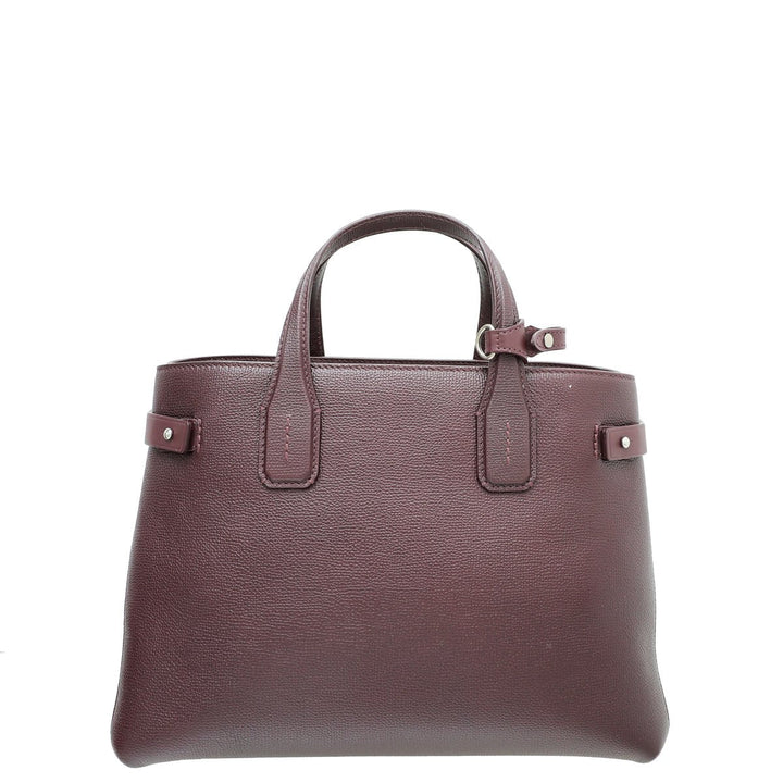 Burberry Burgundy Vintage Check Banner Tote Medium Bag