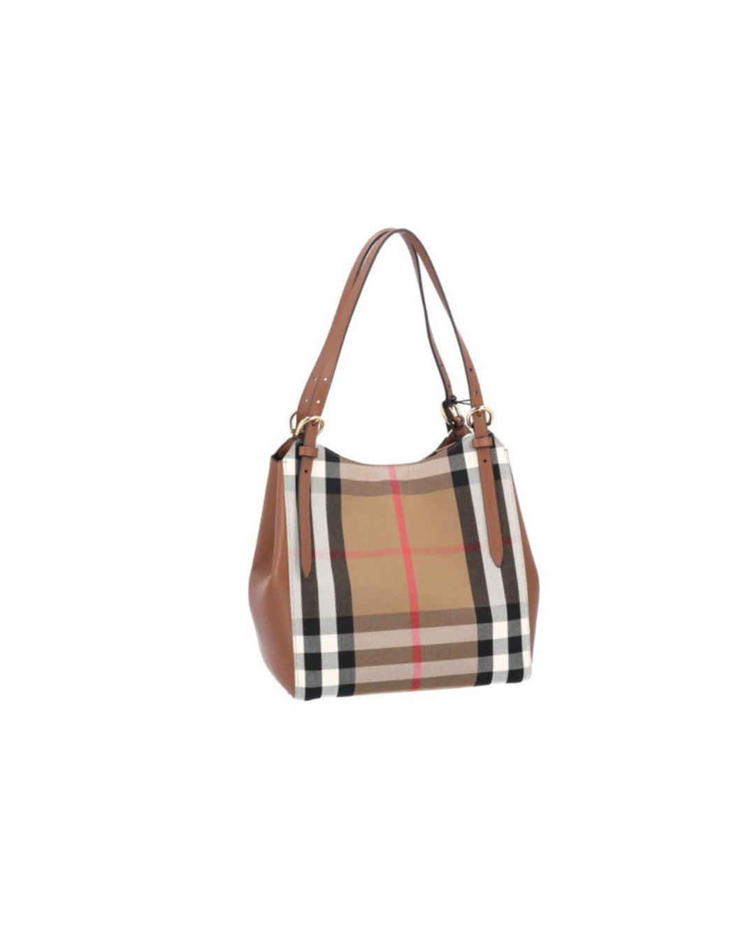 Burberry Leather and Fabric Shoulder Bag with Magnetic Fastening