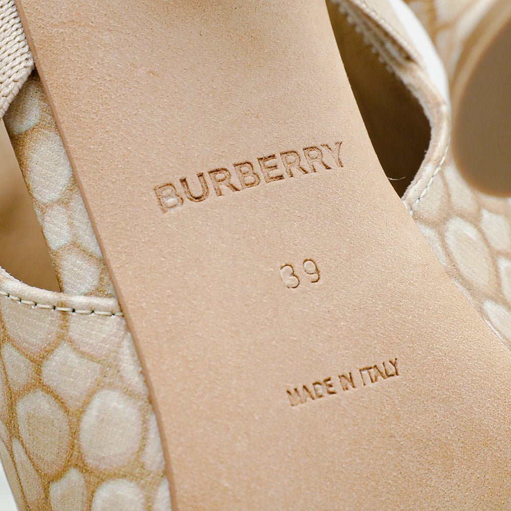 Burberry Light Sand Stingray Print Gunn Heeled Mules 39