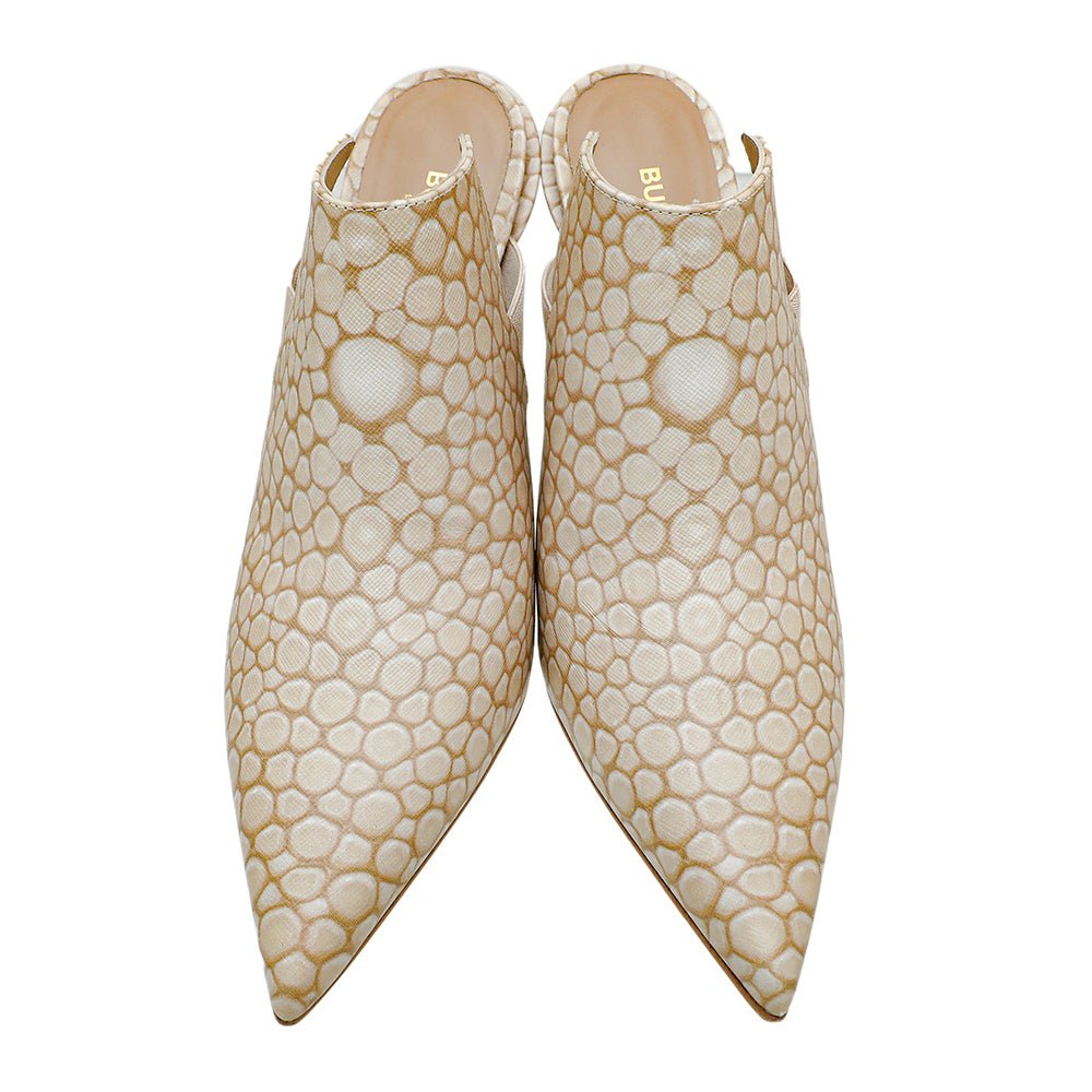 Burberry Light Sand Stingray Print Gunn Heeled Mules 39