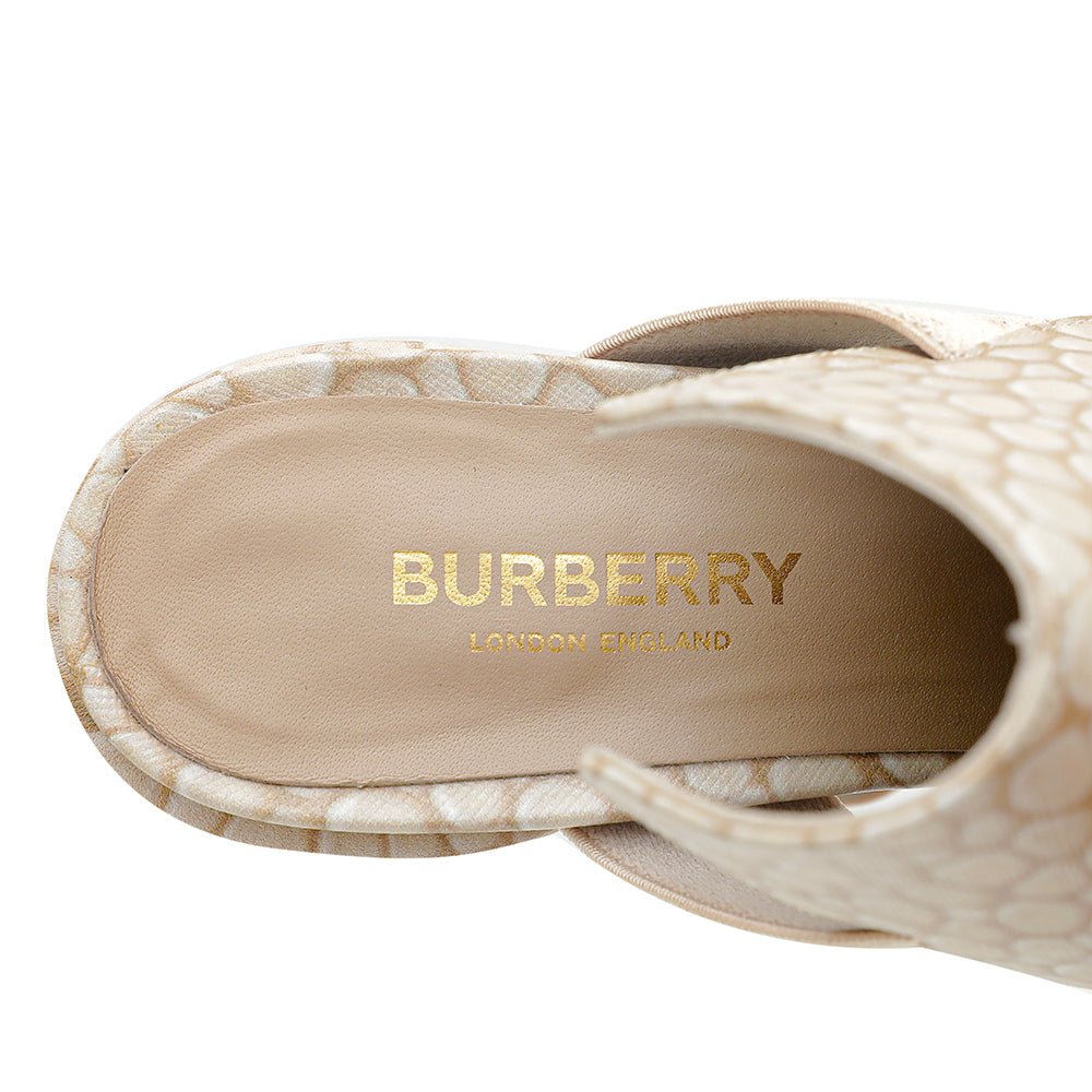 Burberry Light Sand Stingray Print Gunn Heeled Mules 39